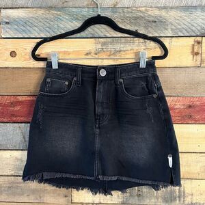 One Teaspoon Black Denim Mini Skirt Size 25